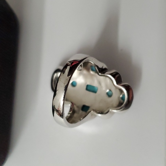 Sterling Silver 925 Turquoise Statement Ring - Picture 3 of 5